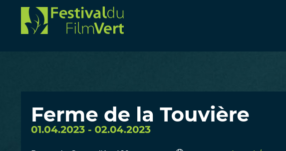 Festival du film vert à la Touvière le 1et 2 avril 🗓